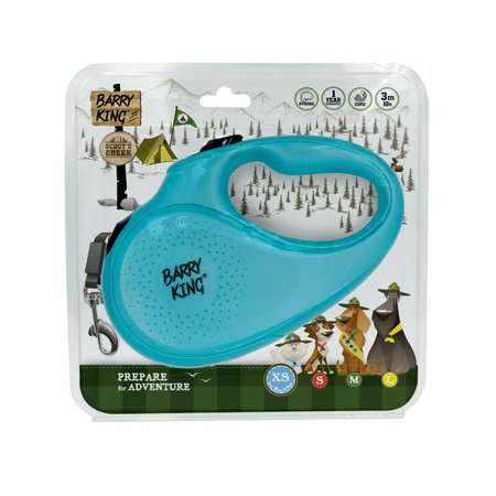 Correa automática para perro Barry King turquesa XS - cuerda 3m, hasta 8kg